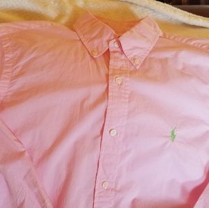 Pink Ralph Lauren button down shirt men's